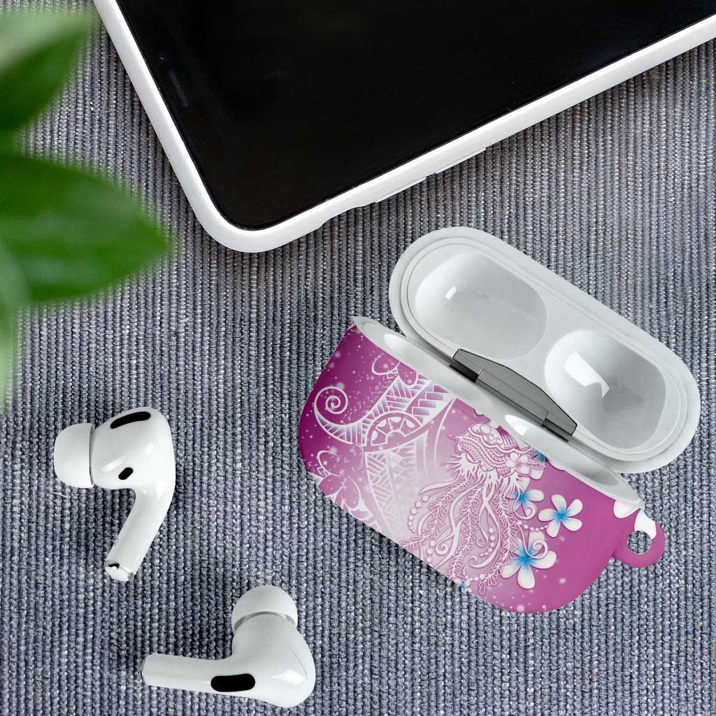 Polynesian Jellyfish AirPods Case With Plumeria Pink