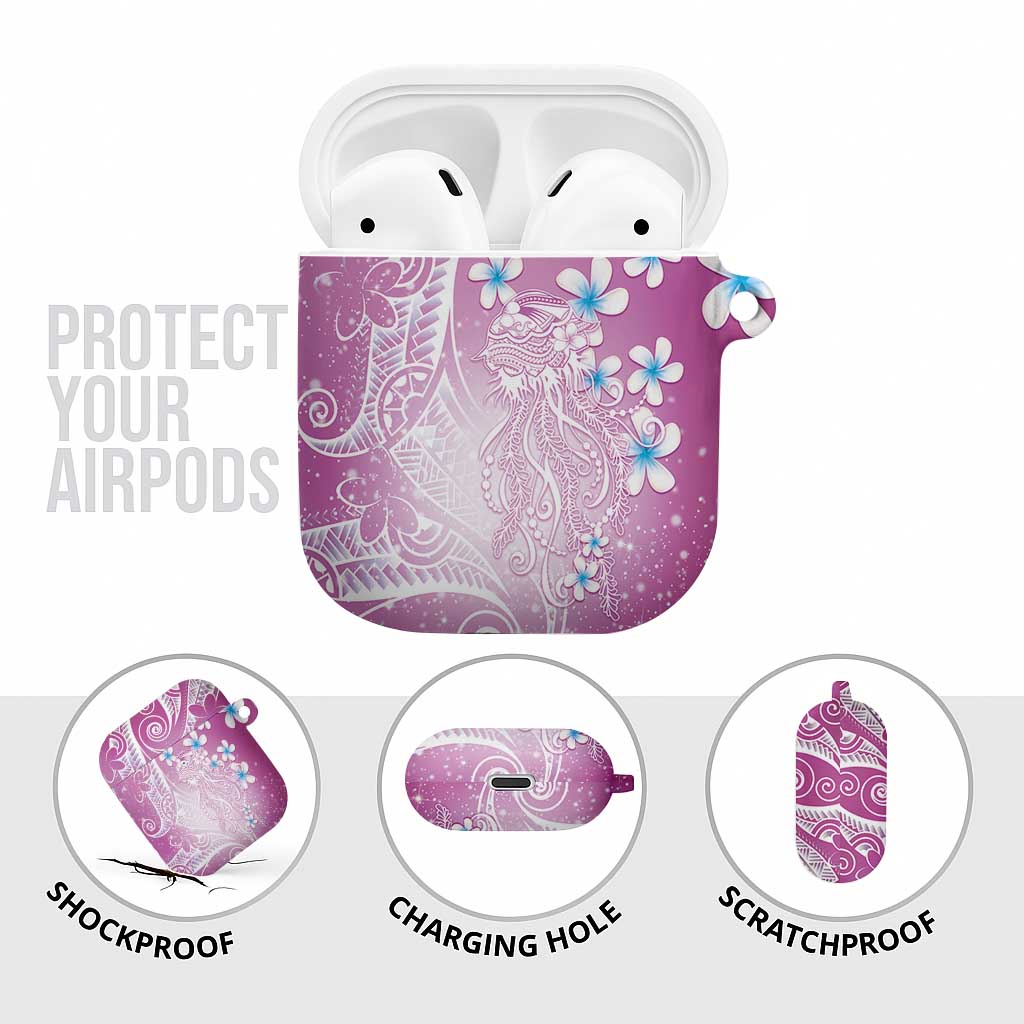 Polynesian Jellyfish AirPods Case With Plumeria Pink