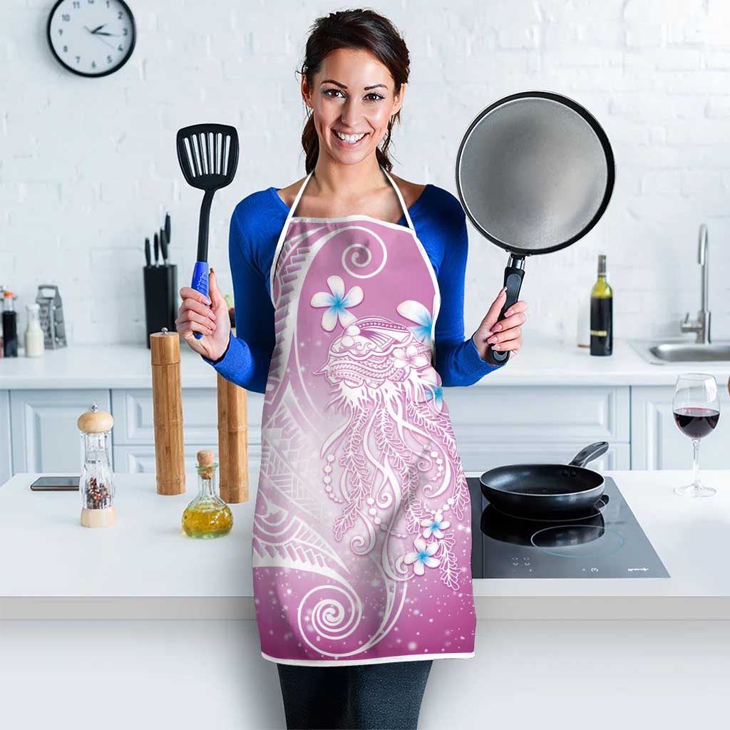 Polynesian Jellyfish Apron With Plumeria Pink