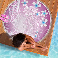 Polynesian Jellyfish Beach Blanket With Plumeria Pink