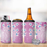 Polynesian Jellyfish 4 in 1 Can Cooler Tumbler With Plumeria Pink