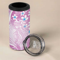 Polynesian Jellyfish 4 in 1 Can Cooler Tumbler With Plumeria Pink