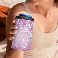 Polynesian Jellyfish 4 in 1 Can Cooler Tumbler With Plumeria Pink