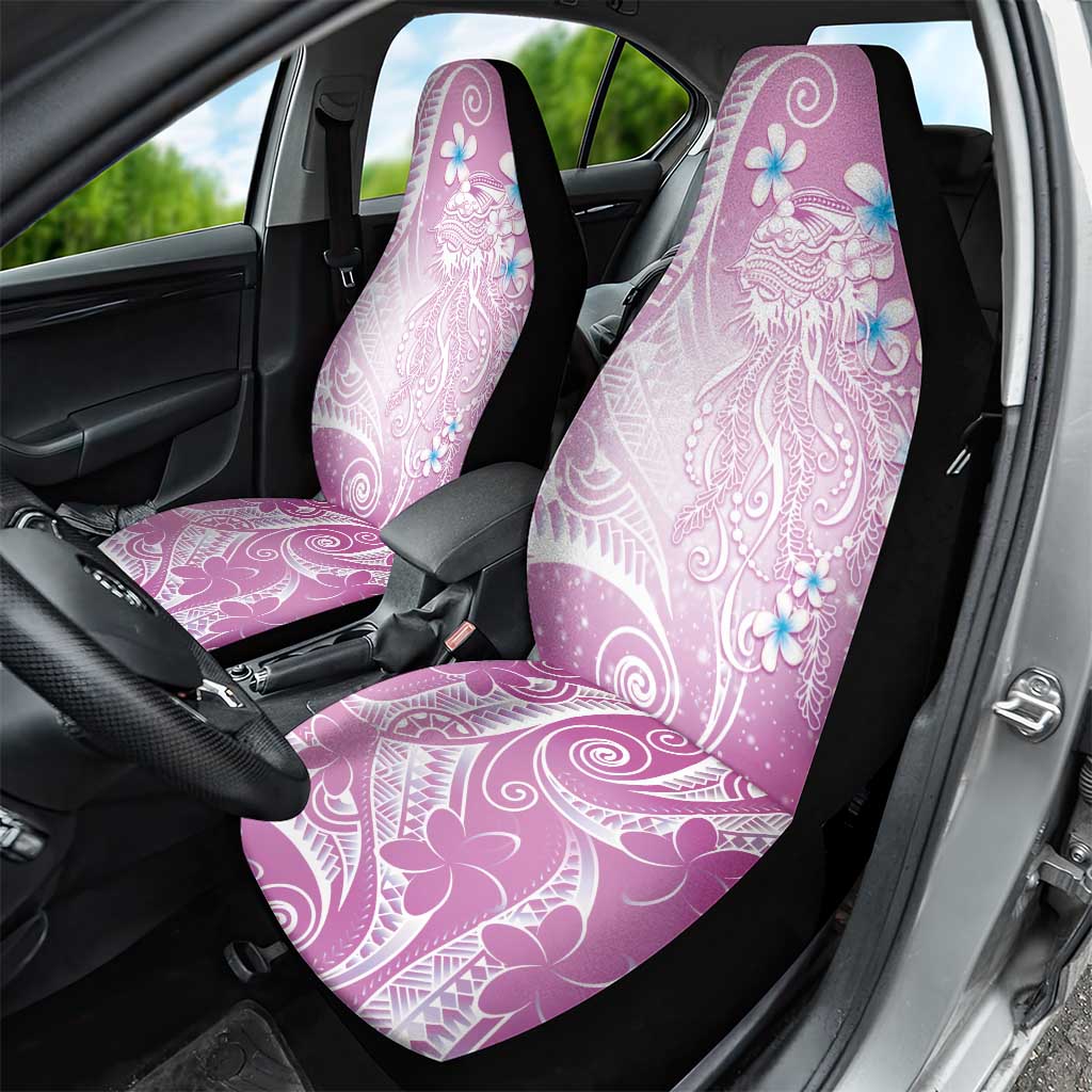 Polynesian Jellyfish Car Seat Cover With Plumeria Pink