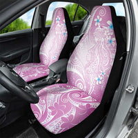 Polynesian Jellyfish Car Seat Cover With Plumeria Pink