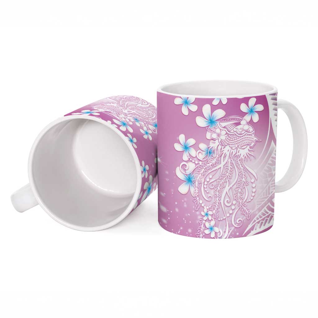 Polynesian Jellyfish Ceramic Mug With Plumeria Pink LT05 - Polynesian Pride