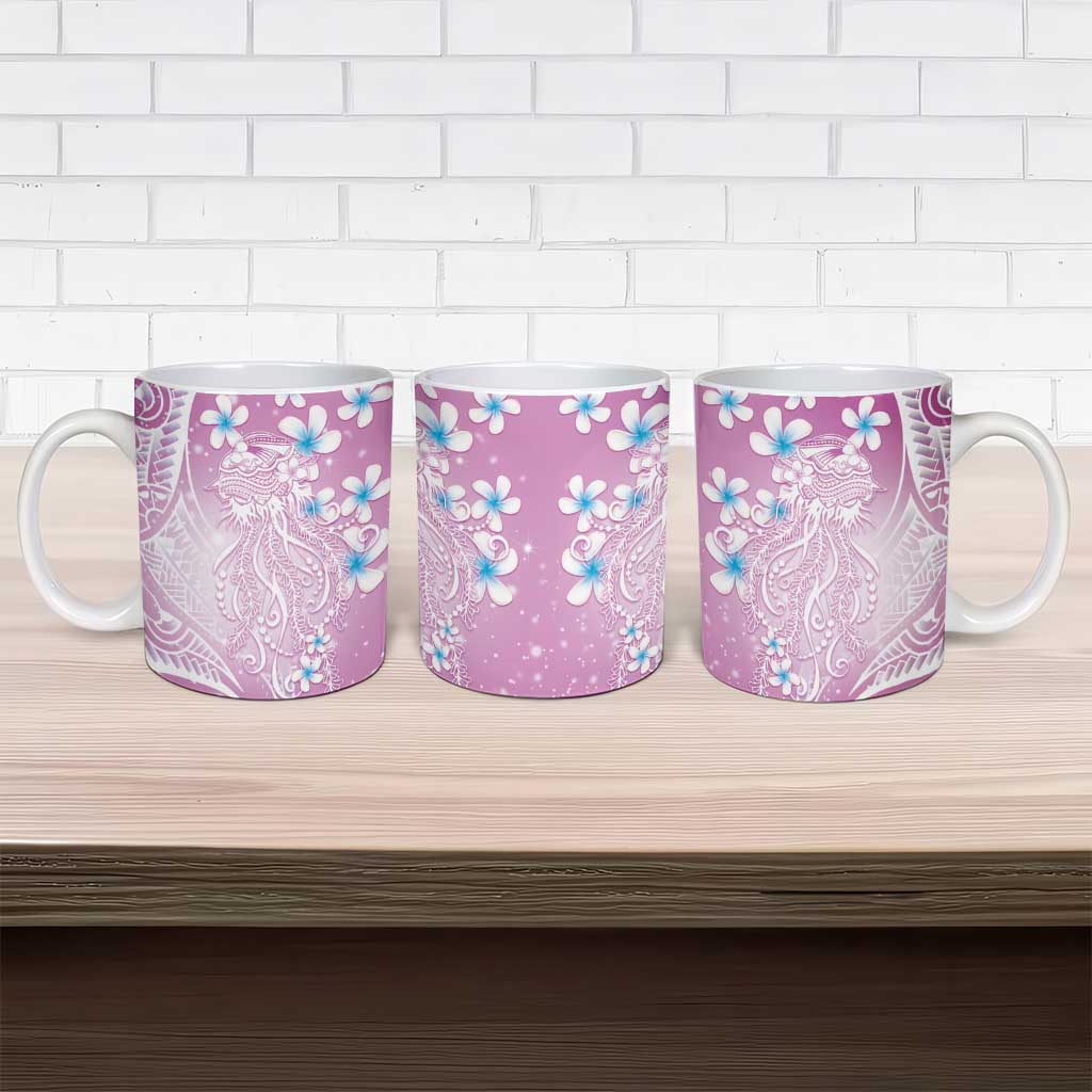 Polynesian Jellyfish Ceramic Mug With Plumeria Pink LT05 - Polynesian Pride