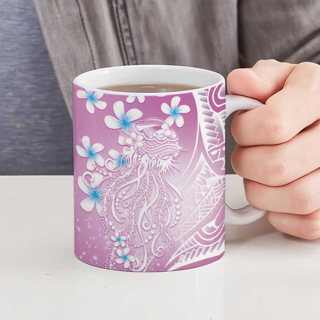 Polynesian Jellyfish Ceramic Mug With Plumeria Pink LT05 - Polynesian Pride