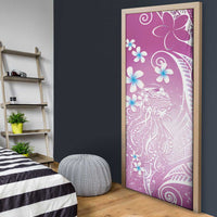Polynesian Jellyfish Door Cover With Plumeria Pink