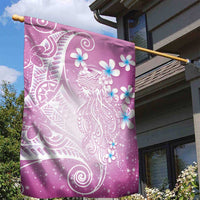 Polynesian Jellyfish Garden Flag With Plumeria Pink