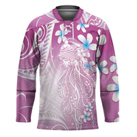 Polynesian Jellyfish Hockey Jersey With Plumeria Pink