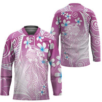Polynesian Jellyfish Hockey Jersey With Plumeria Pink
