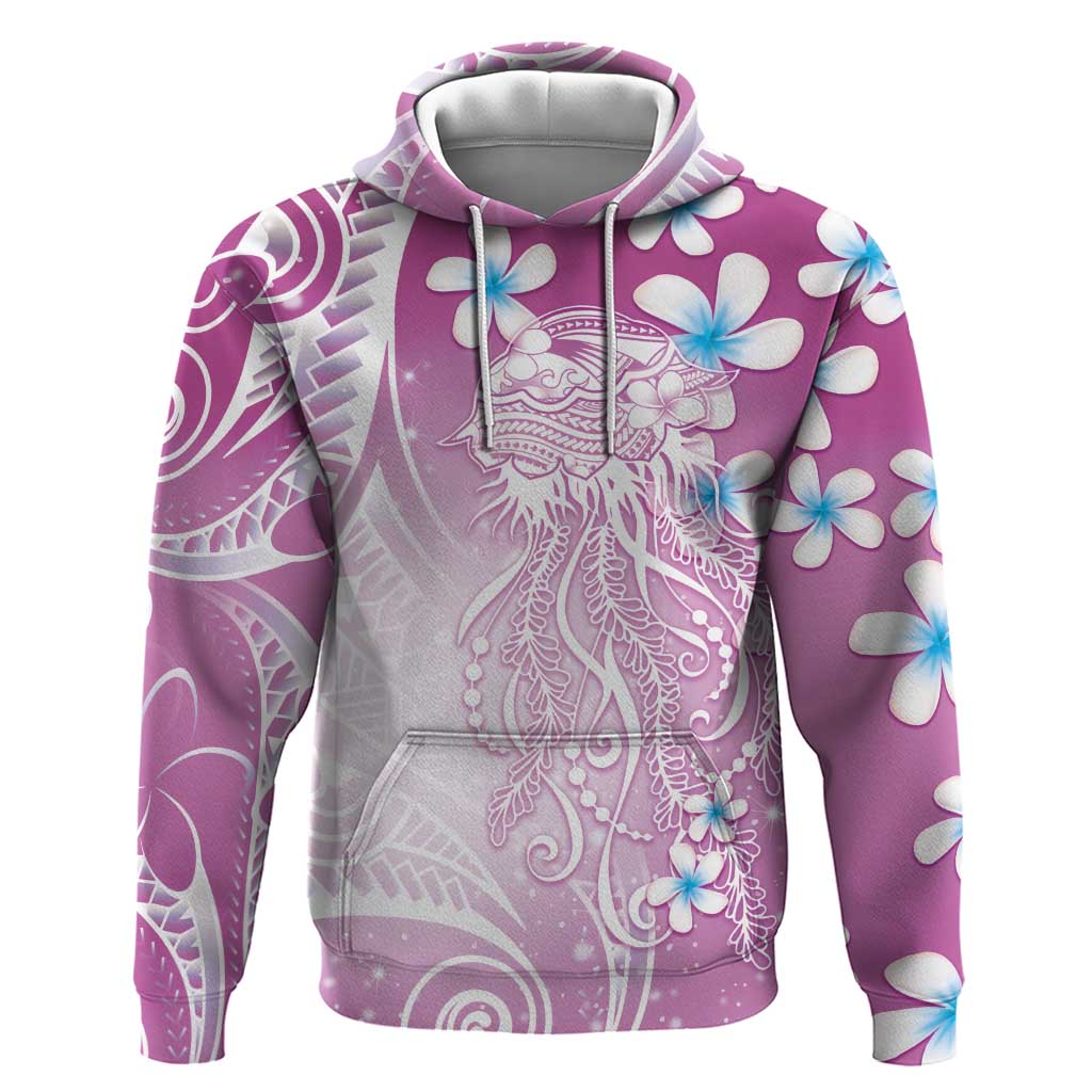 Polynesian Jellyfish Hoodie With Plumeria Pink