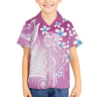 Polynesian Jellyfish Kid Hawaiian Shirt With Plumeria Pink