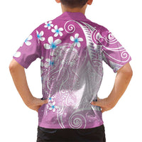 Polynesian Jellyfish Kid Hawaiian Shirt With Plumeria Pink