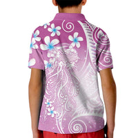 Polynesian Jellyfish Kid Polo Shirt With Plumeria Pink