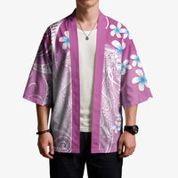 Polynesian Jellyfish Kimono With Plumeria Pink
