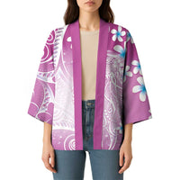 Polynesian Jellyfish Kimono With Plumeria Pink