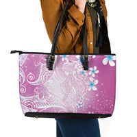 Polynesian Jellyfish Leather Tote Bag With Plumeria Pink LT05 - Polynesian Pride