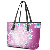 Polynesian Jellyfish Leather Tote Bag With Plumeria Pink LT05 - Polynesian Pride