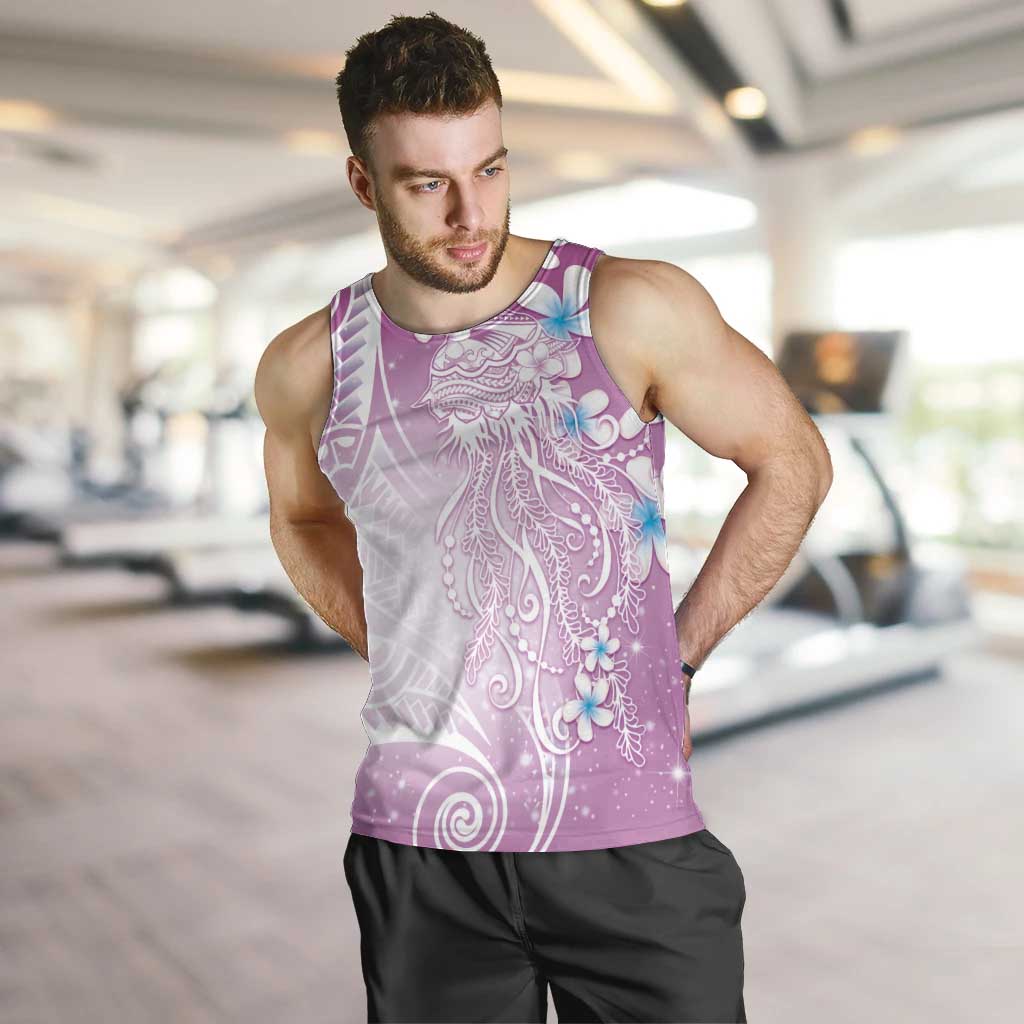 Polynesian Jellyfish Men Tank Top With Plumeria Pink