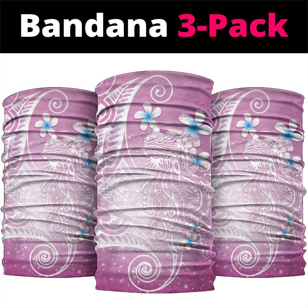 Polynesian Jellyfish Neck Gaiter With Plumeria Pink