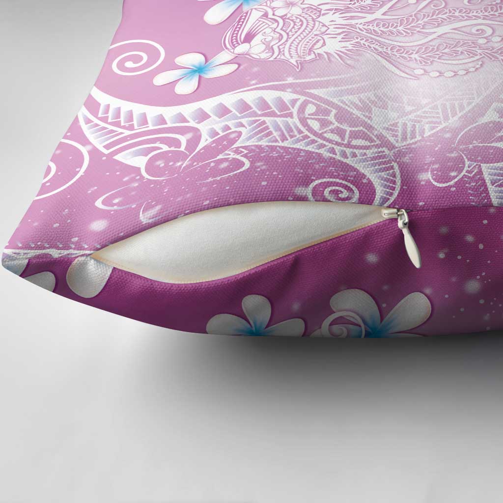 Polynesian Jellyfish Pillow Cover With Plumeria Pink