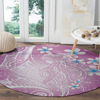Polynesian Jellyfish Round Carpet With Plumeria Pink