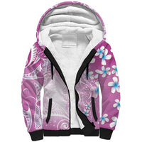 Polynesian Jellyfish Sherpa Hoodie With Plumeria Pink