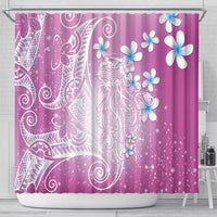 Polynesian Jellyfish Shower Curtain With Plumeria Pink