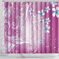Polynesian Jellyfish Shower Curtain With Plumeria Pink