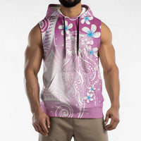 Polynesian Jellyfish Sleeveless Hoodie With Plumeria Pink