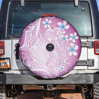 Polynesian Jellyfish Spare Tire Cover With Plumeria Pink