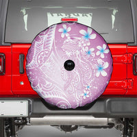 Polynesian Jellyfish Spare Tire Cover With Plumeria Pink