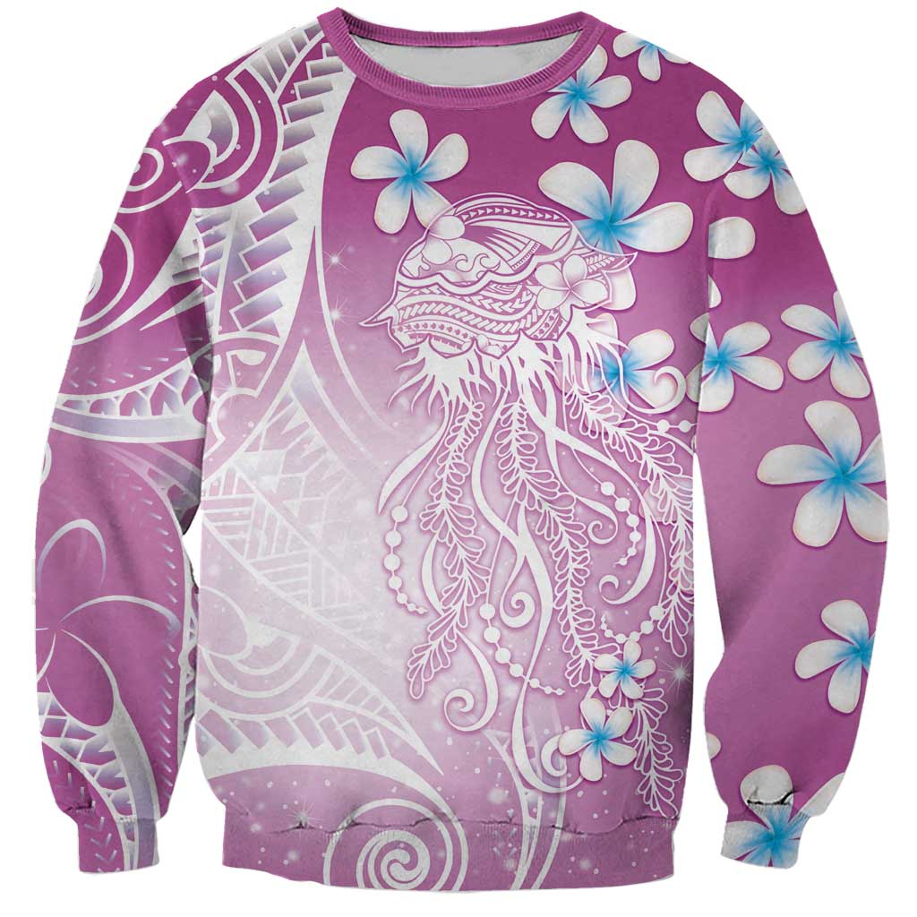 Polynesian Jellyfish Sweatshirt With Plumeria Pink