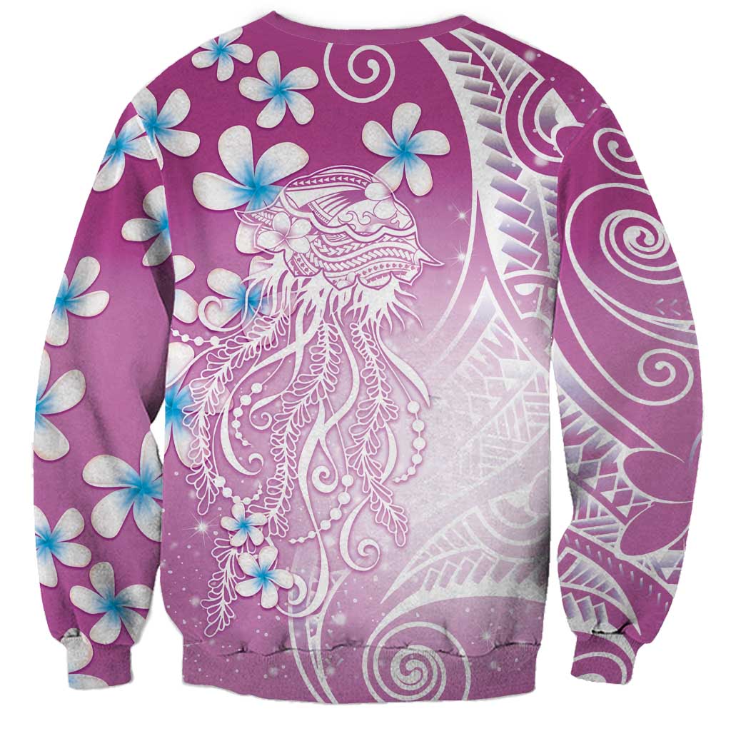 Polynesian Jellyfish Sweatshirt With Plumeria Pink