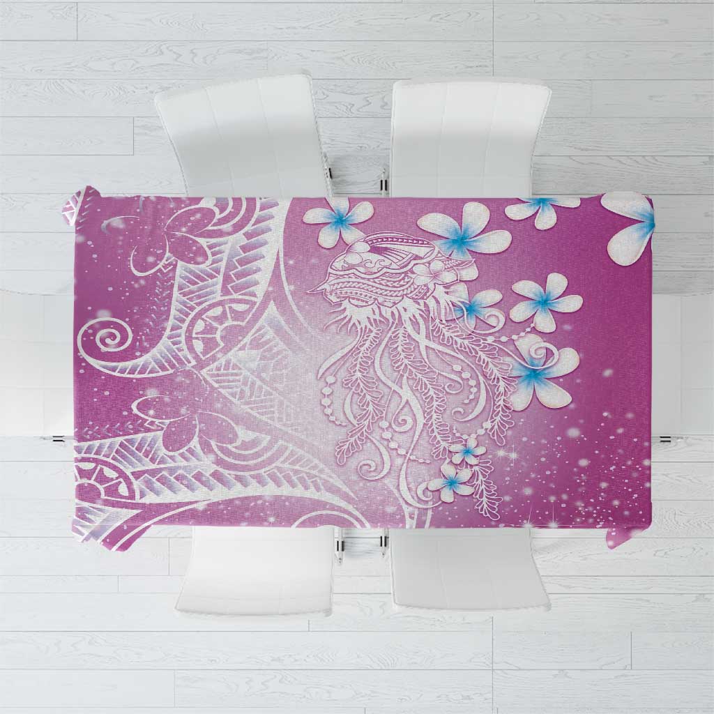 Polynesian Jellyfish Tablecloth With Plumeria Pink