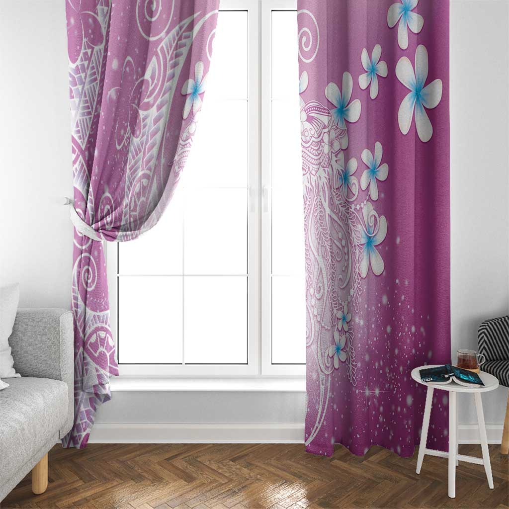 Polynesian Jellyfish Window Curtain With Plumeria Pink