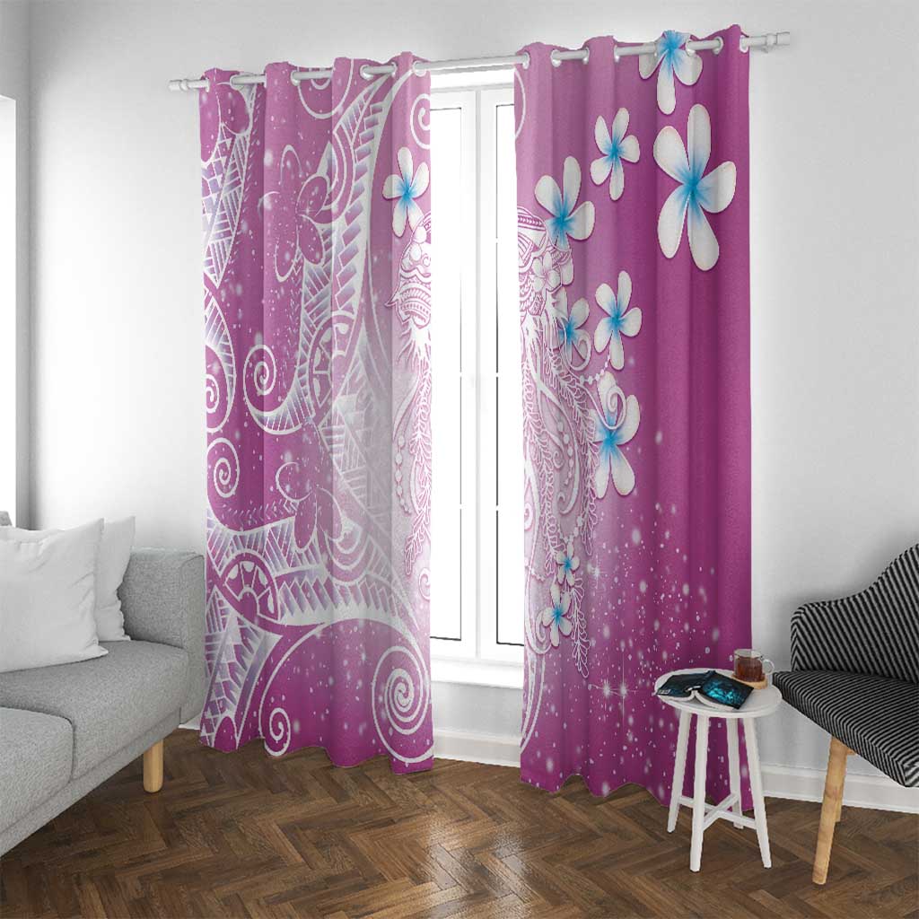 Polynesian Jellyfish Window Curtain With Plumeria Pink