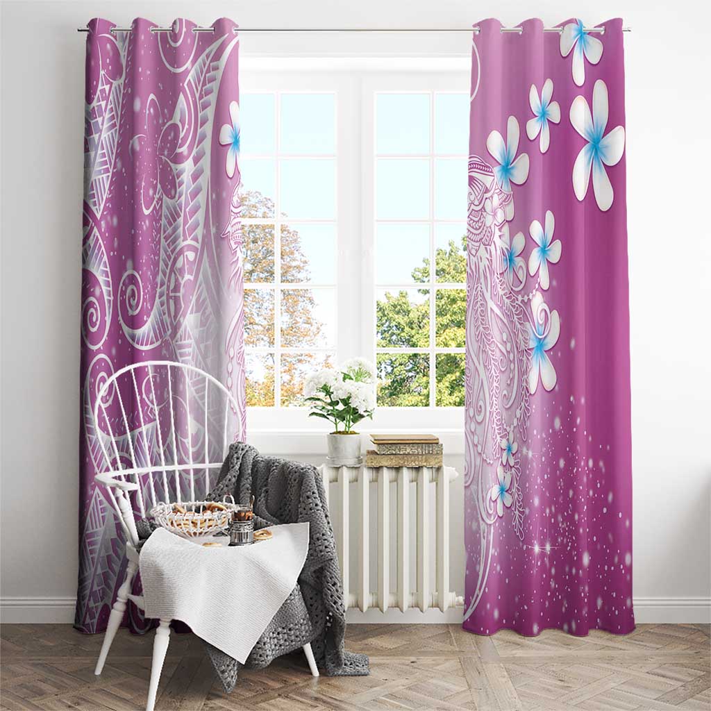 Polynesian Jellyfish Window Curtain With Plumeria Pink