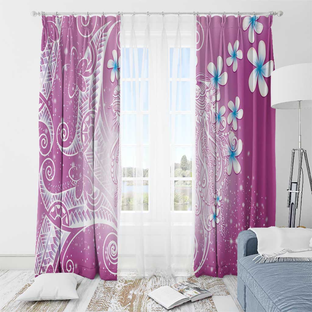 Polynesian Jellyfish Window Curtain With Plumeria Pink