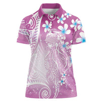 Polynesian Jellyfish Women Polo Shirt With Plumeria Pink