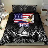 American Samoa Flag Day Bedding Set Bald Eagle With Polynesian Pattern