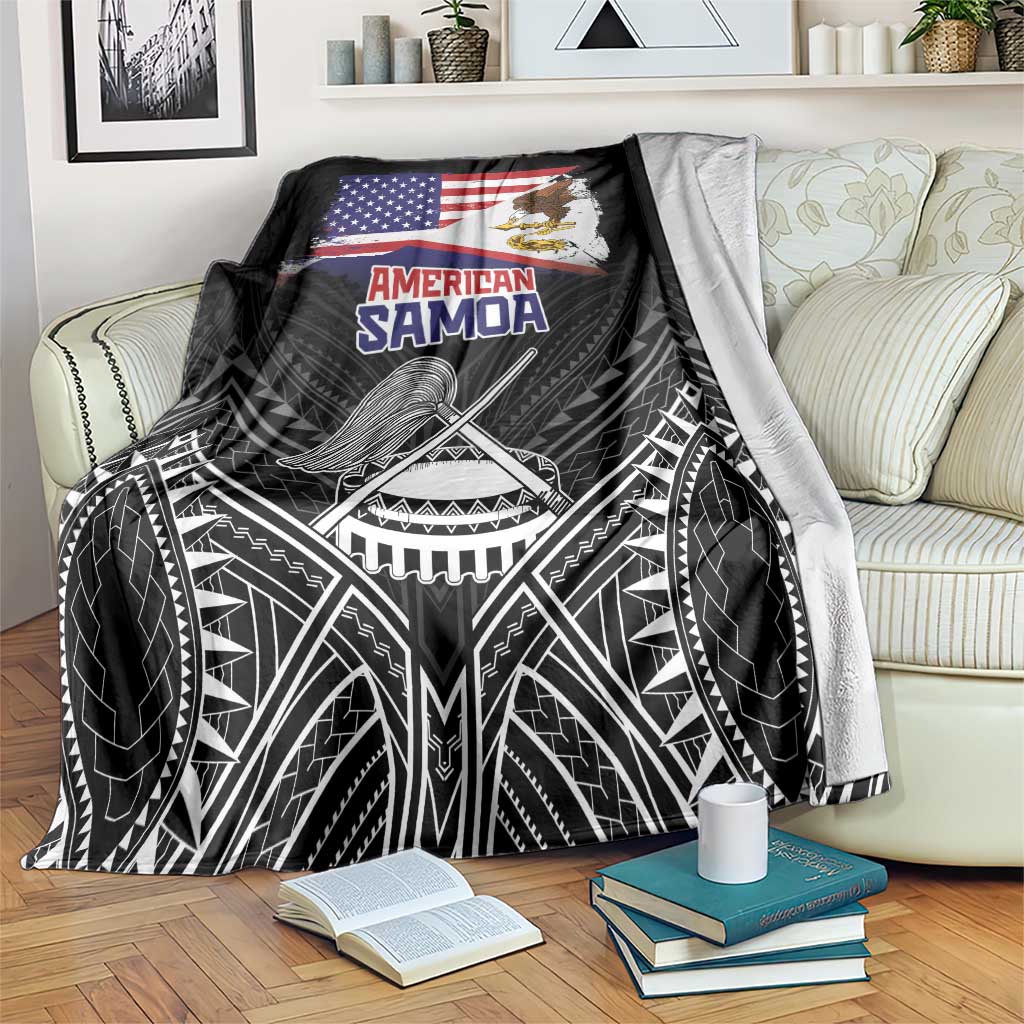 American Samoa Flag Day Blanket Bald Eagle With Polynesian Pattern LT05 Black - Polynesian Pride