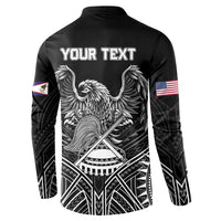 American Samoa Flag Day Button Sweatshirt Bald Eagle With Polynesian Pattern