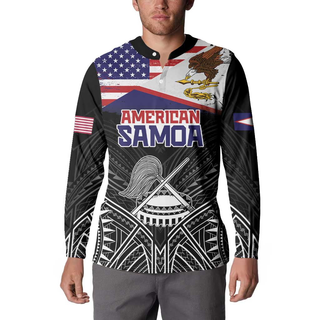 American Samoa Flag Day Button Sweatshirt Bald Eagle With Polynesian Pattern