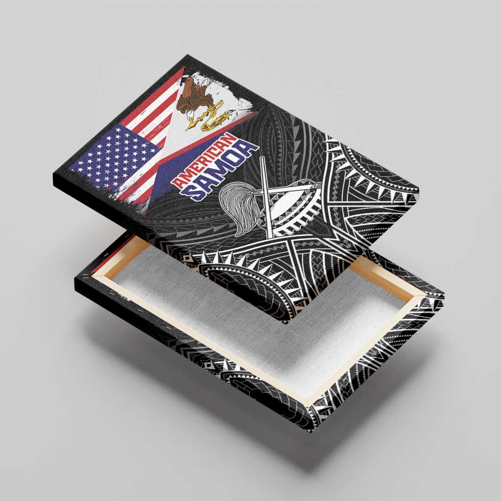American Samoa Flag Day Canvas Wall Art Bald Eagle With Polynesian Pattern