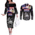 American Samoa Flag Day Couples Matching Off The Shoulder Long Sleeve Dress and Long Sleeve Button Shirt Bald Eagle With Polynesian Pattern
