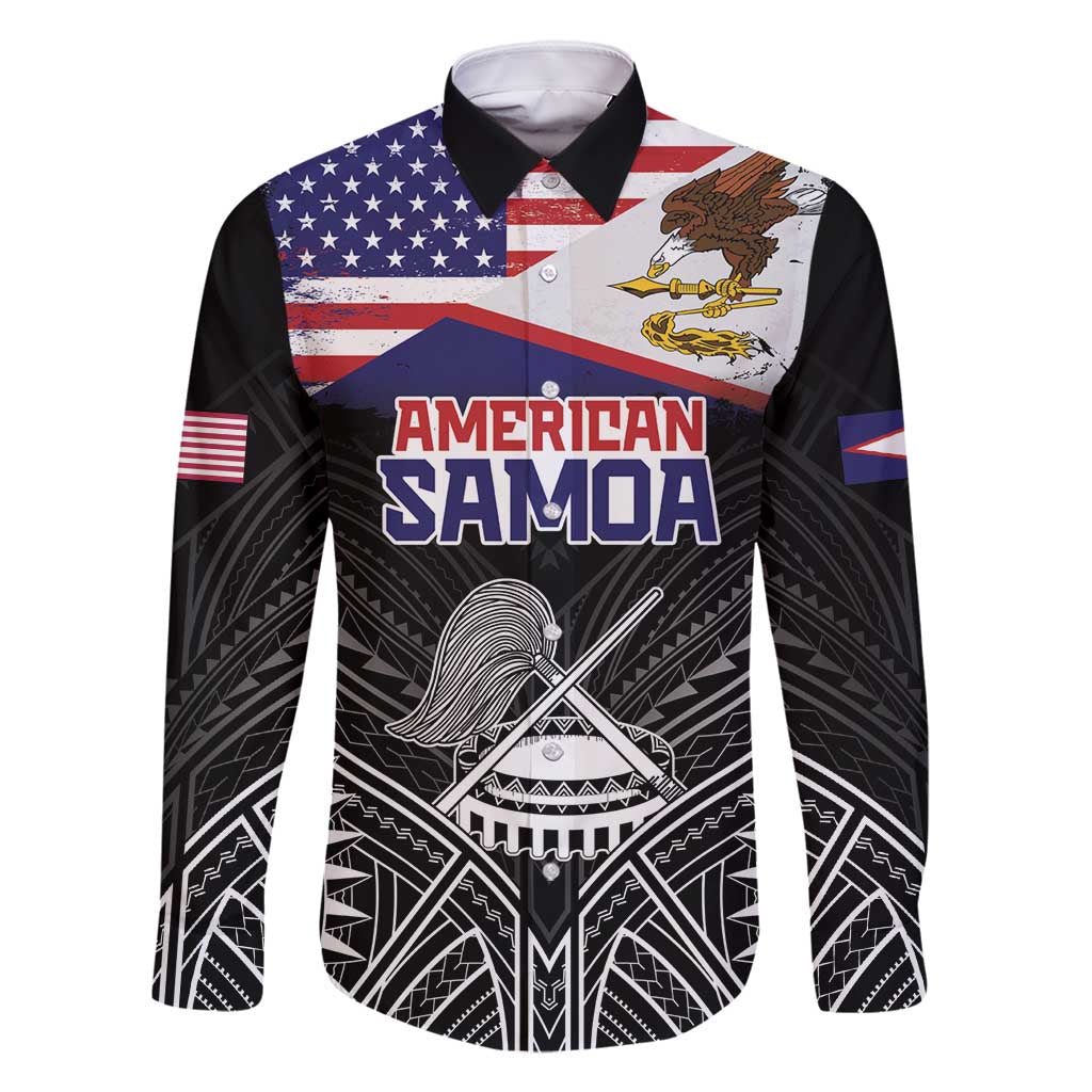American Samoa Flag Day Family Matching Off Shoulder Short Dress and Hawaiian Shirt Bald Eagle With Polynesian Pattern