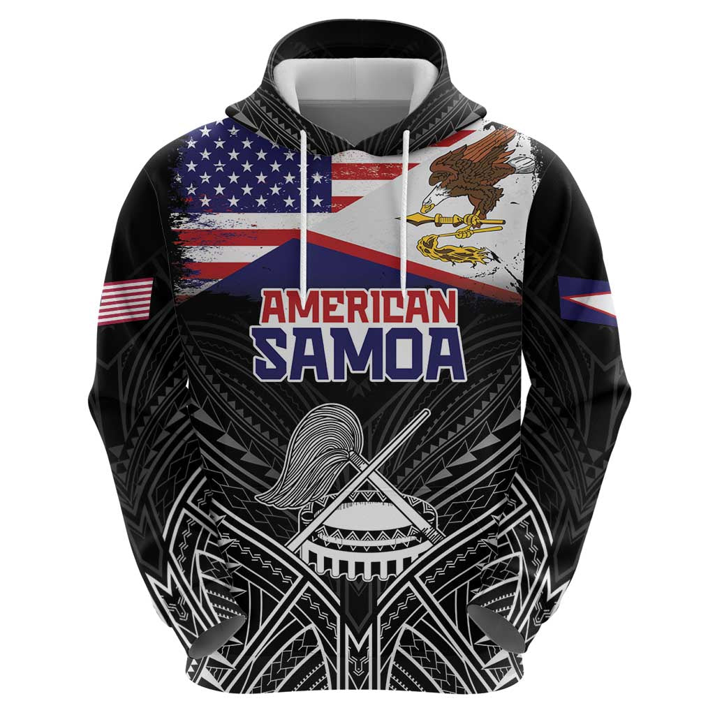 American Samoa Flag Day Hoodie Bald Eagle With Polynesian Pattern
